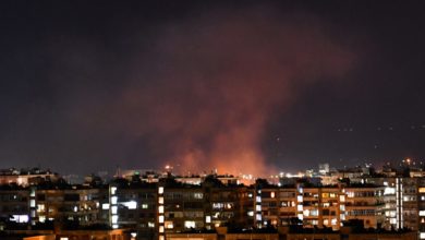 Smoke billows following an alleged Israeli airstrike targeting south of Damascus, Syria, on July 20, 2020