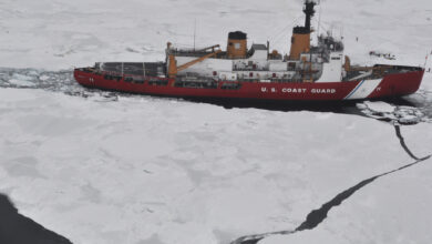 ARCTIC OCEAN - The Coast Guard Cutter Polar Sea, homeported in Seattle, sits ice in the Northern Arctic Ocean in support of various scientific research projects, Oct. 5, 2009. U.S. Coast Guard photo by Petty Officer 3rd Class Pamela J. Manns