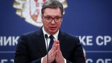 Serbian President Aleksander Vucic at an event