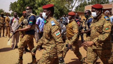 Burkina Faso's new leader Capt. Ibrahim Traore arrives for a ceremony