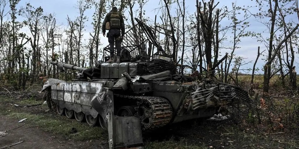 abandoned Russian tank