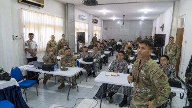 U.S. Air Force Col. Glen Hayase, commander of the 154th Mission Support Group, briefs multinational participants of a cyber exercise (CYBEREX), Aug. 26, 2024, Surabaya, Indonesia. The CYBEREX is part of Super Garuda Shield 2024, an Indonesia-led exercise intended to increase military interoperability between participating Allies and Partners, the United States military and the Indonesian Armed Forces. Super Garuda Shield 2024 is the third consecutive time this exercise has grown into a combined and joint event, focused on commitment to partnership and a Free and Open Indo-Pacific. (U.S. Air National Guard photo by Staff Sgt. Orlando Corpuz)