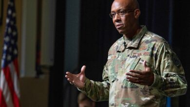 Air Force Chief of Staff Gen. Charles Q. Brown Jr. speaks with Air University senior military leaders and faculty, Aug. 26, 2020, Maxwell Air Force Base, Alabama, 2020.