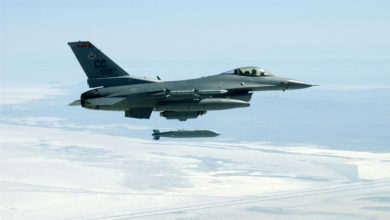 F-16 launches AGM-154 Joint Standoff Weapon glide bomb