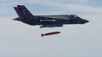 An F-35C test-drops an AGM-154 Joint Standoff Weapon (JSOW)