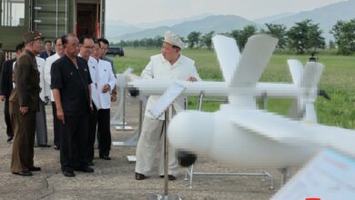 Kim Jong Un oversees a performance test of drones.