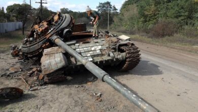 destroyed Russian tank