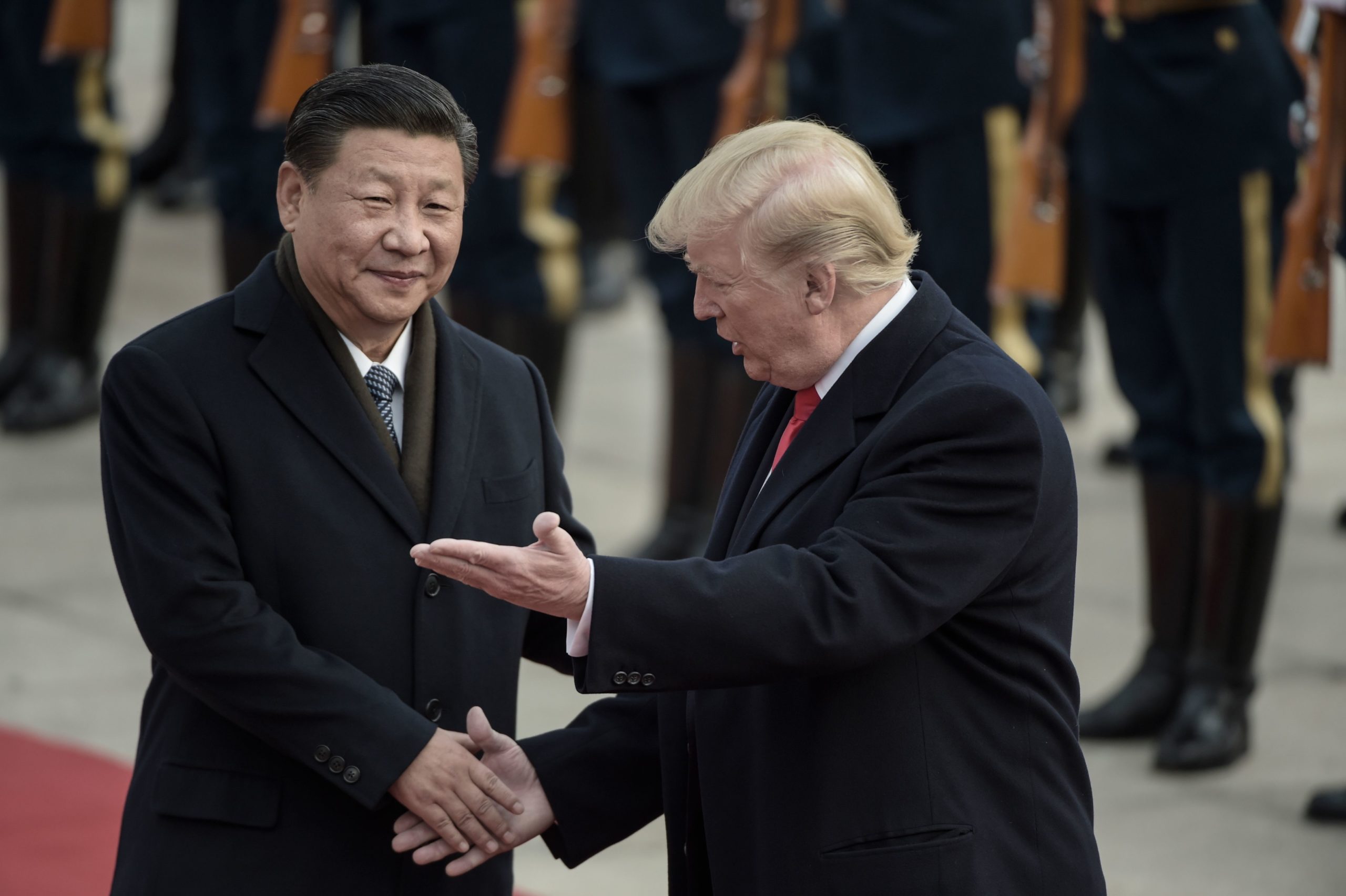 Chinese President Xi Jinping and US President Donald Trump shaking hands at a welcome ceremony at the Great Hall of the People in Beijing in 2017.