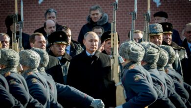 Russian President Vladimir Putin attends wreath-laying ceremony