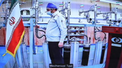 A handout picture provided by the Iranian presidential office on Saturday shows a video conference screen of an engineer inside Iran's Natanz uranium enrichment plant