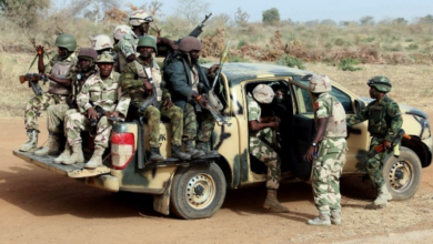 Nigerian army soldiers on patrol